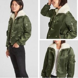 Gap Satin Faux Fur Puffer Jacket